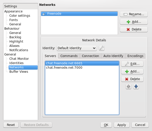 Configuring the IRC network